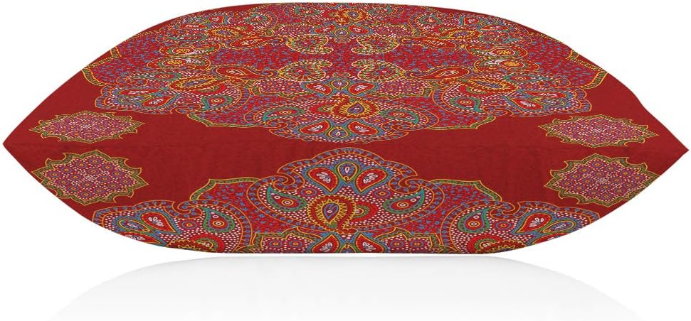 EKOBLA Throw Pillow Cover Red Paisley Floral Mandala Retro Ethnic Series Medallion Bohemian Boho Style Decor Lumbar Pillow Case Cushion for Sofa Couch Bed Standard Queen Size 20x30 Inch