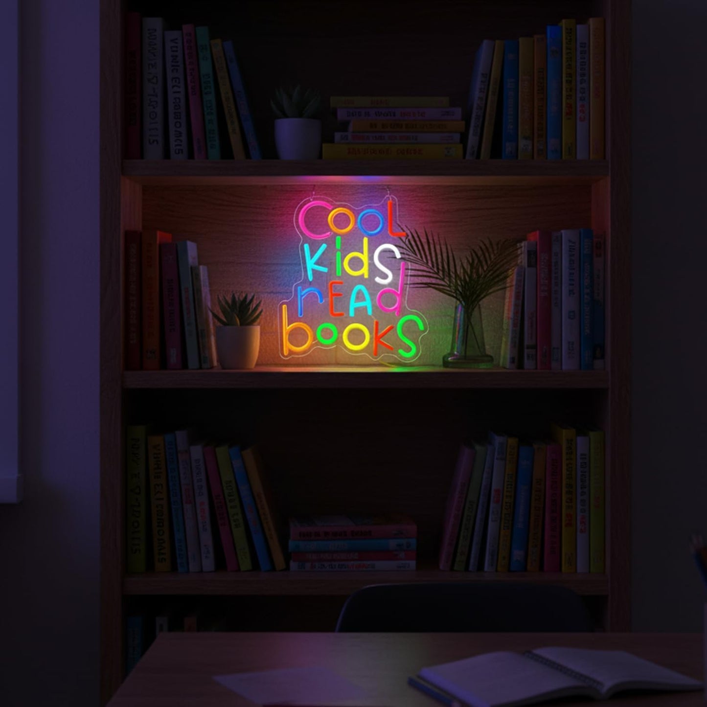 Cool Kids Read Books Neon Sign,Neon Sign for Classroom,LED Reading Neon Light for Kids Room,Classroom Decor,Library,Book Week Decor,Educational Colorful Wall Sign for Boys Girls Reading Corner