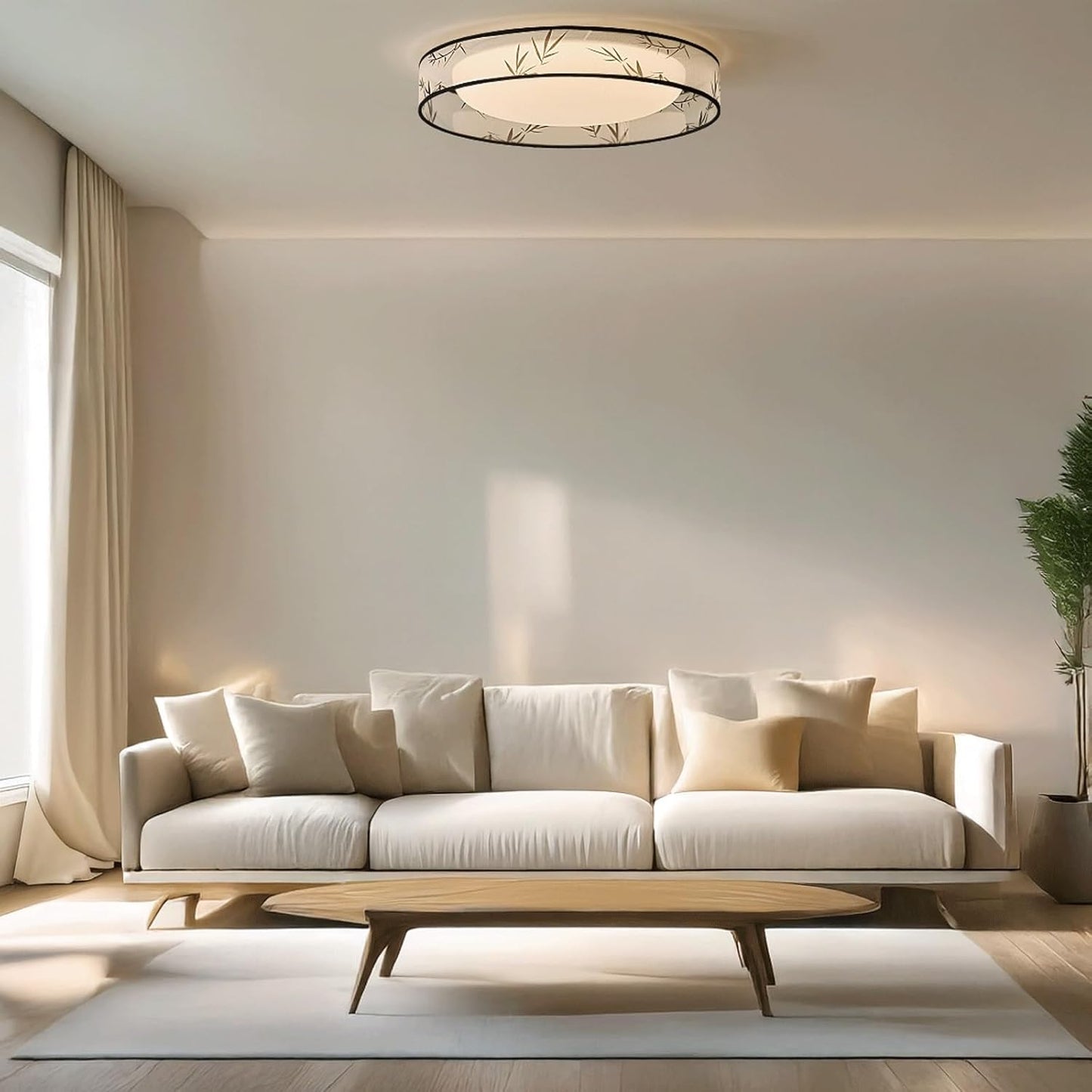 Ceiling Light Modern Metal Base Fabric Acrylic Shade Flush Mount Ceiling Lamp LED Retro Flush Mount Light for Bedroom Living Room Decor Interior Home Decor Fixture Close to Ceiling Lighting