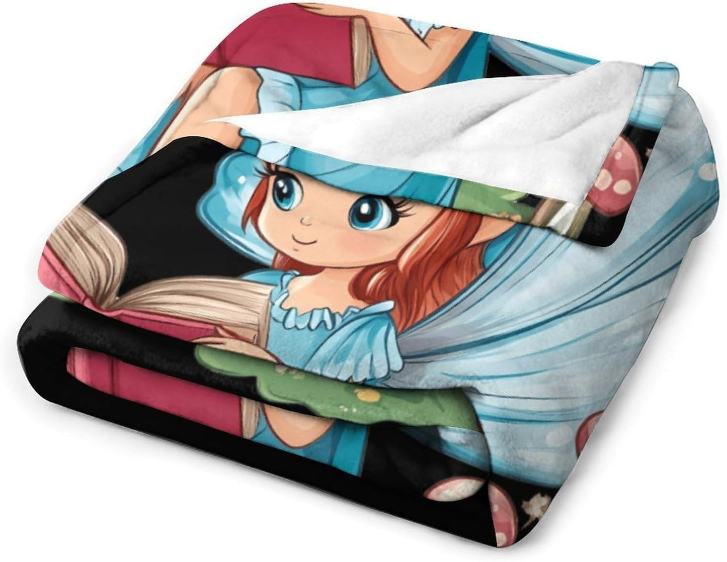Fairy Mushroom Reading Flannel Blanket Cozy Fuzzy Plush Throw Blankets for Couch Bed 50"*60"（130 * 150cm）