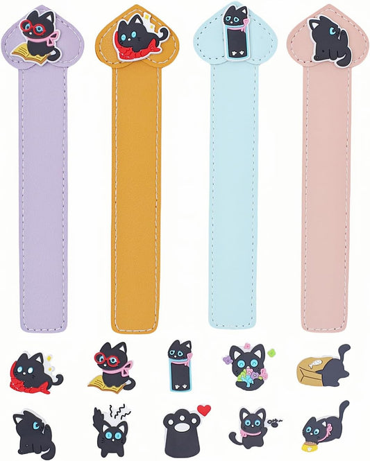 Crafts for Adults 3D Charms DIY Bookmarks,Leather Bookmark for Kids Women,Personalized Book Accessories Cute Cat Bookmark Making kit