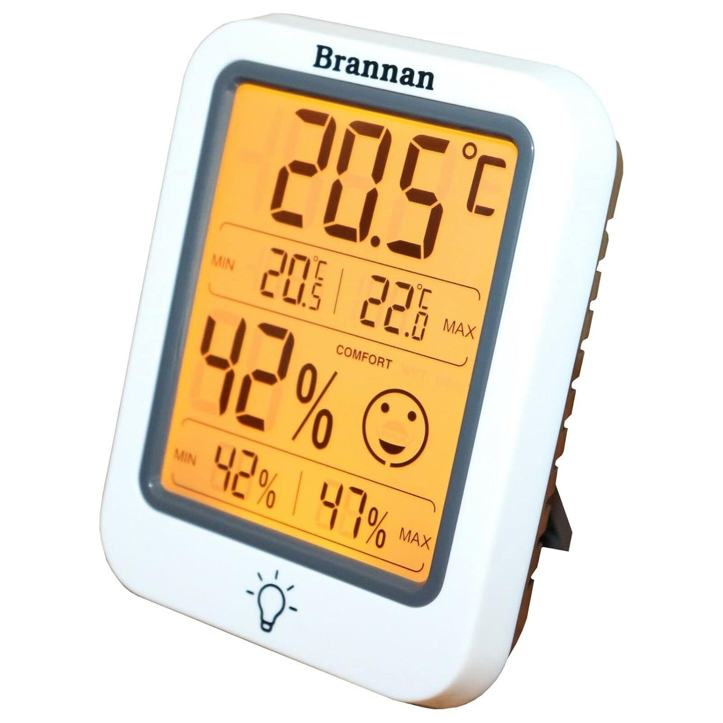 Brannan Digital Room Thermometer Hygrometer Indoor Humidity Meter Accurate Temperature Max Min Recording Backlight LCD Display Monitor Home Office Baby Room Nursery Greenhouse