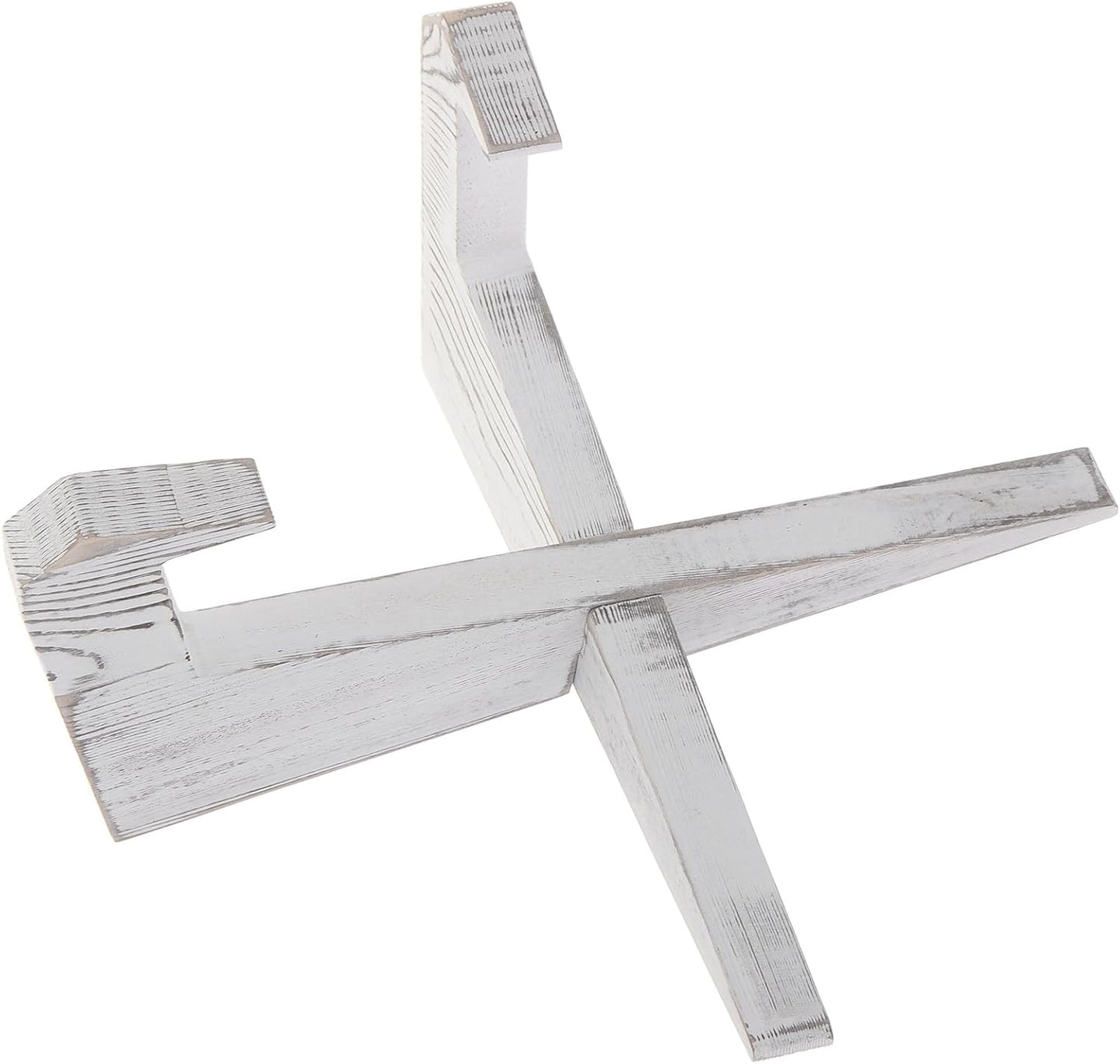 Wooden Cookbook Stand and Book Holder, Multi-Purpose Cross-Shaped Reading Stand, Rustic White Finish, Suitable for Kitchen Countertop and Tablet Display, Convenient Recipe Book