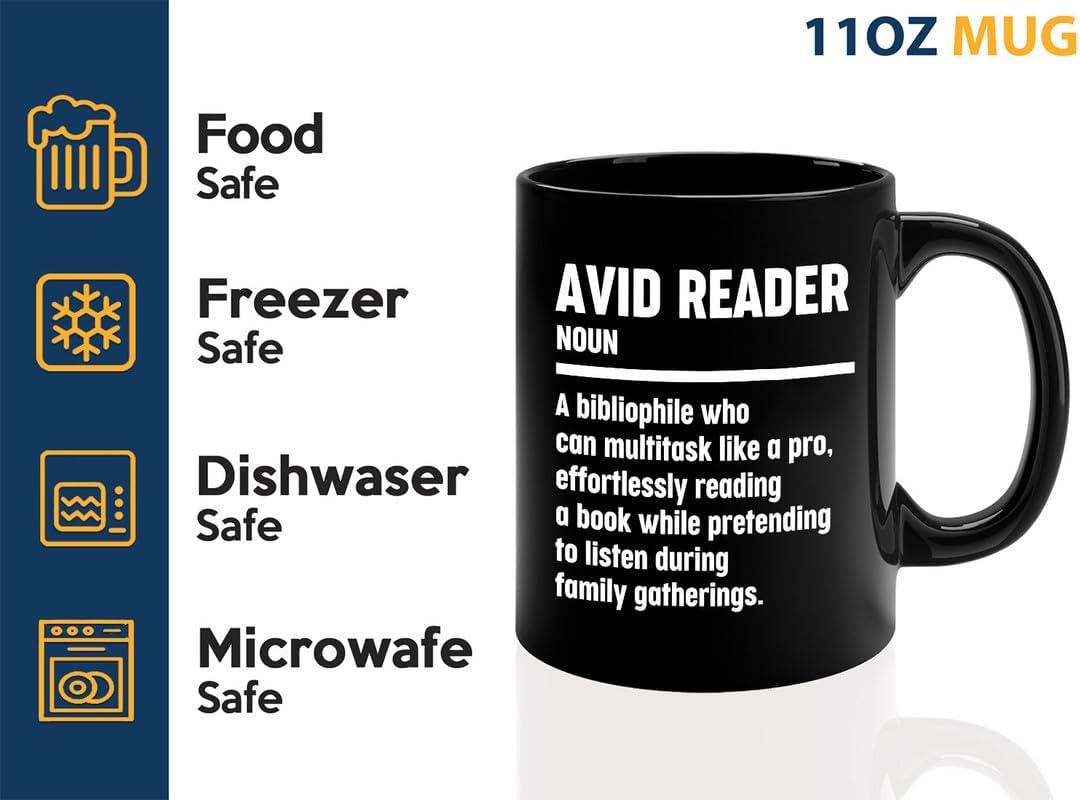 Book Lover Coffee Mug 11oz Black - Effortlessly Reading - Book Lover Gifts For Women Book Club Book Lovers Gifts Bookworm Book Reader Gifts