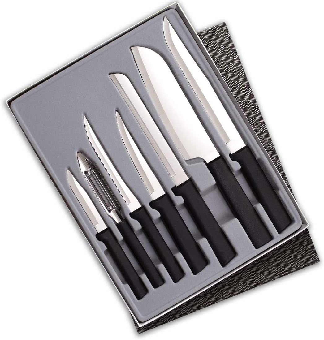 RADA Cutlery The Starter Gift Set (G238), 7-piece Knife Set, Stainless Steel Blades, Black Handle