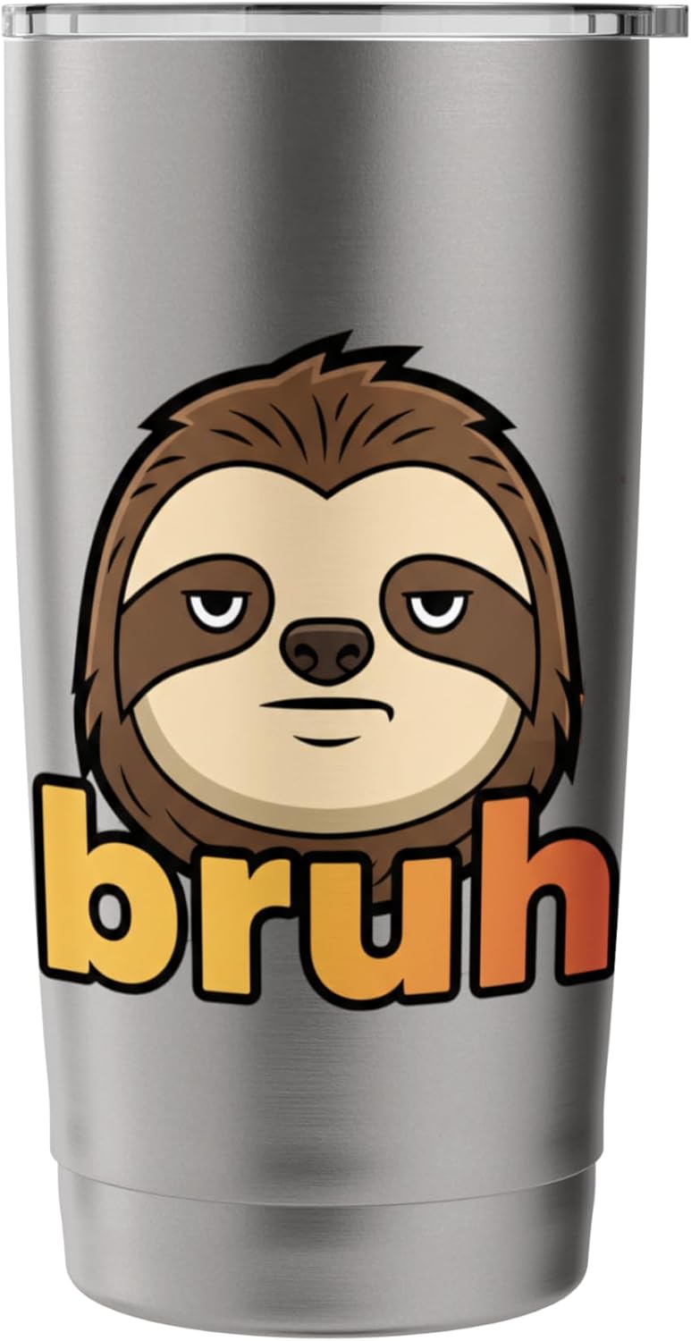 Bruh Sloth Kids Funny Jungle Animal Sloth Cartoon Stainless Steel Insulated Tumbler