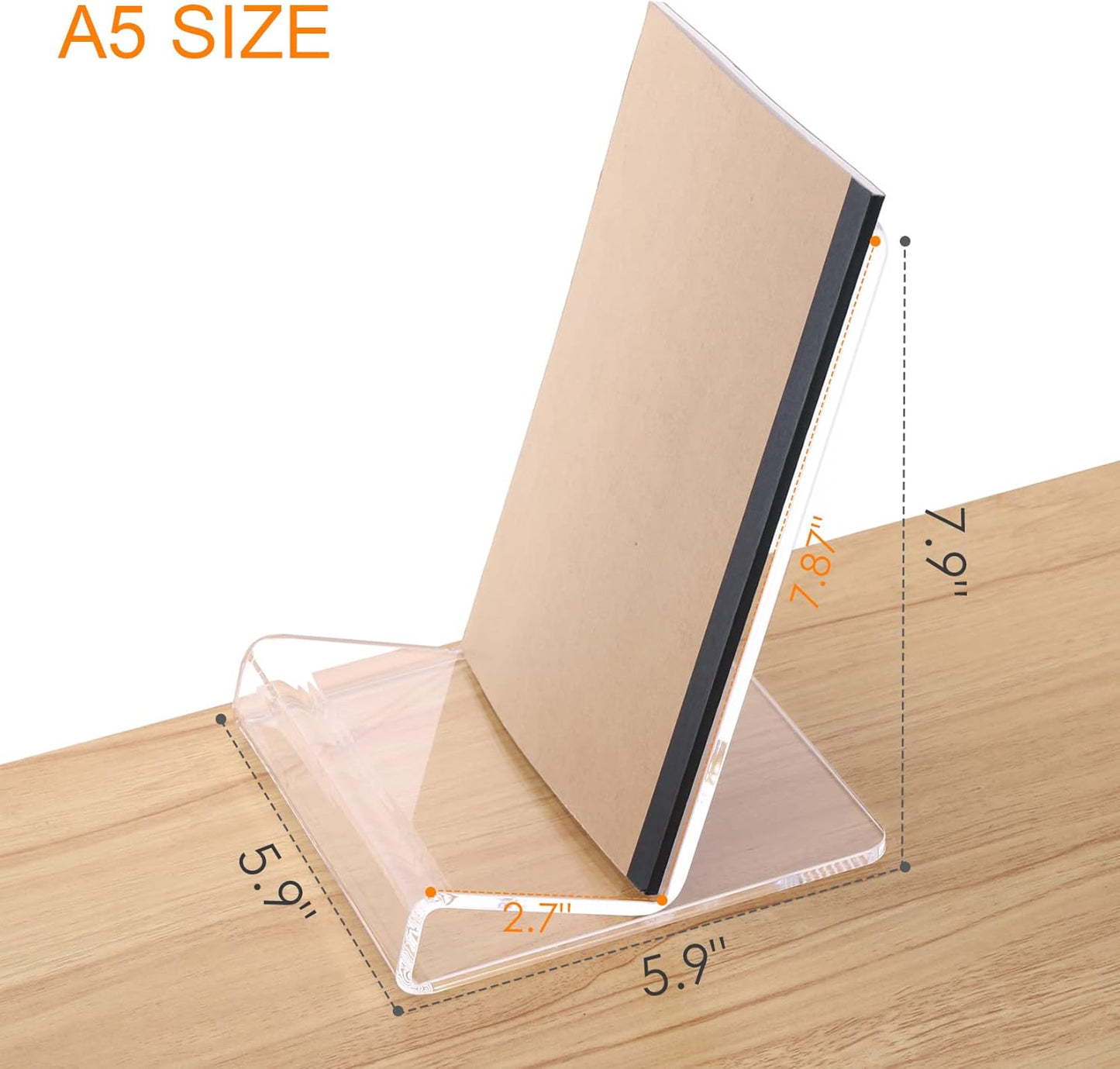 SANRUI Acrylic Display Easel with 2.7''Ledge,2PC Clear Book Display Easel Holder，Display Stand for New Book Releases , Book Stand for Displaying Tablets, Magazines,Notebooks,iPad,CDs, etc（A5 Size）