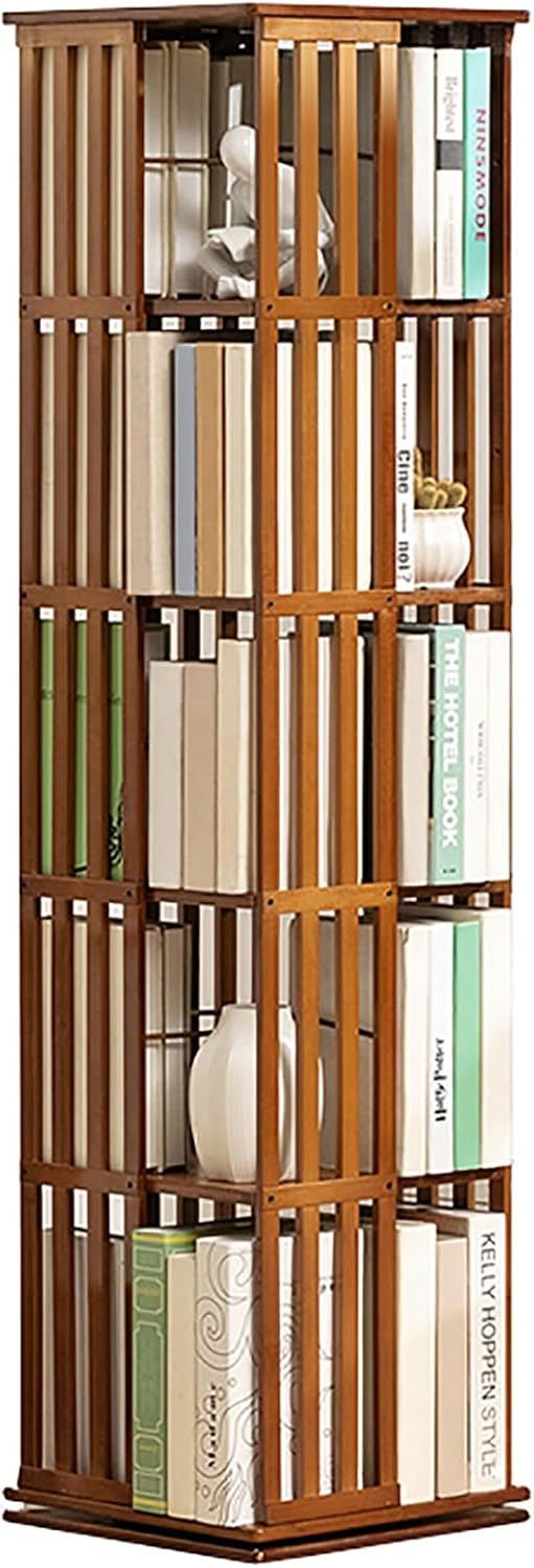 360° Rotating Bookshelf Tower - 5/6 Tier Revolving Bookcase, Versatile Floor Standing Storage Rack for Home, Office, Living Room, Space-Saving Book Organizer