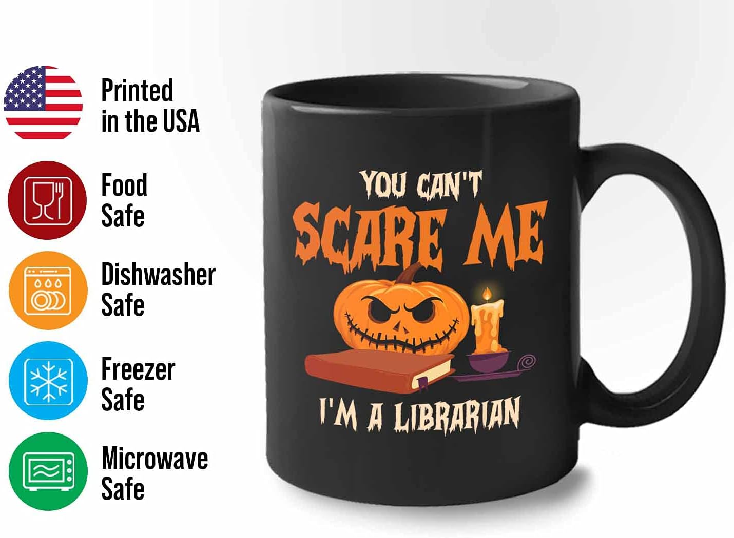 Bubble Hugs You Can't Scare Me Mug Black 11 Oz - Funny Reading Book Lovers Literary librarian Halloween Reader - Hellowin, October, Costume, Cospla Horror, Ancient, Festival, Holida Decoration Ideas,