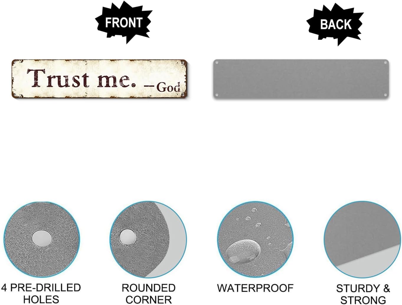 Trust Me God Metal Sign - 4x16 Inch Rust-Resistant Christian Wall Decor, Inspirational Bedroom/Office/Church Art for Women and Teens - Indoor/Outdoor Religious Plaque