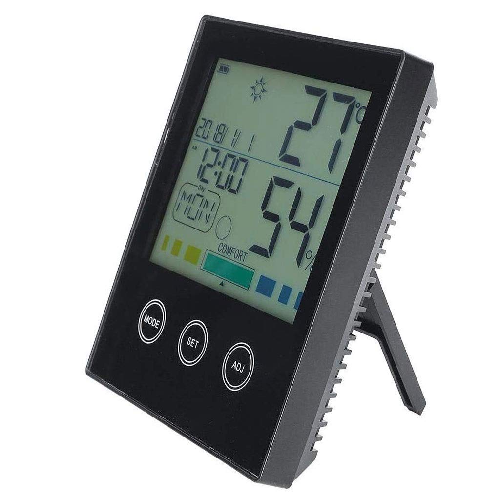 Digital Hygrometer Thermometer,Humidity Gauges Monitor Temperature Gauge Indicator Time Display Built-in Clock