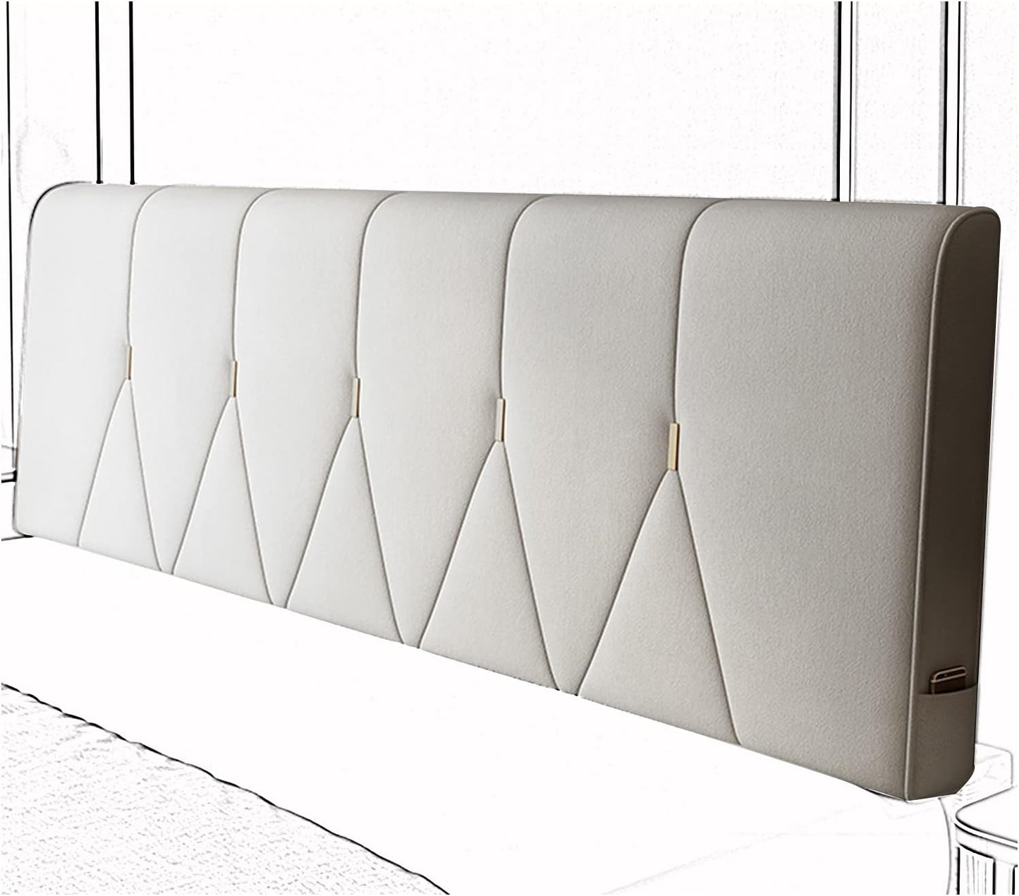 Headboard Bedside Cushion Technology Cloth Reading Pillows Lumbar Support Large Backrest Upholstered for Bedroom Sofa Bed 4 Colors (Color : Creamy-White Size : 150CMX60CMX10CM) (Creamy White)
