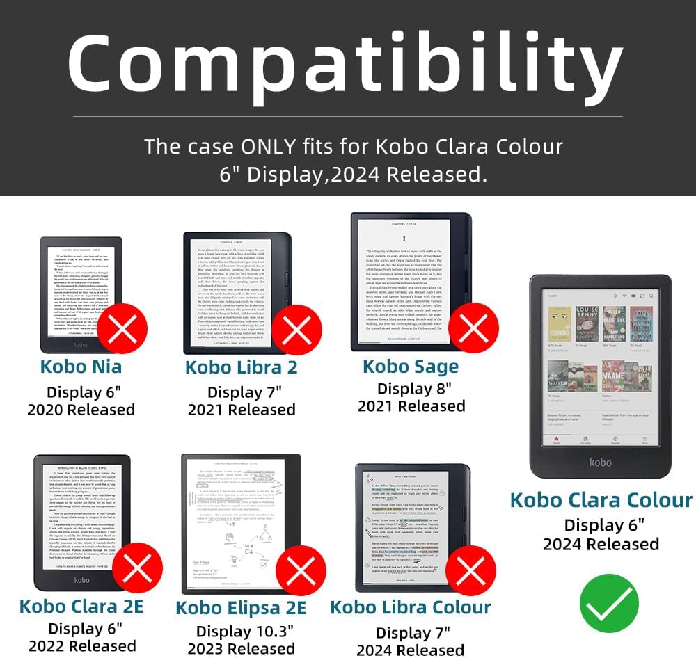 Case for 6" Kobo Clara Colour 2024 Released, Ultra Clear Soft Flexible Transparent TPU Back Cover with Auto Sleep/Wake for Kobo Clara Colour, Light Purple