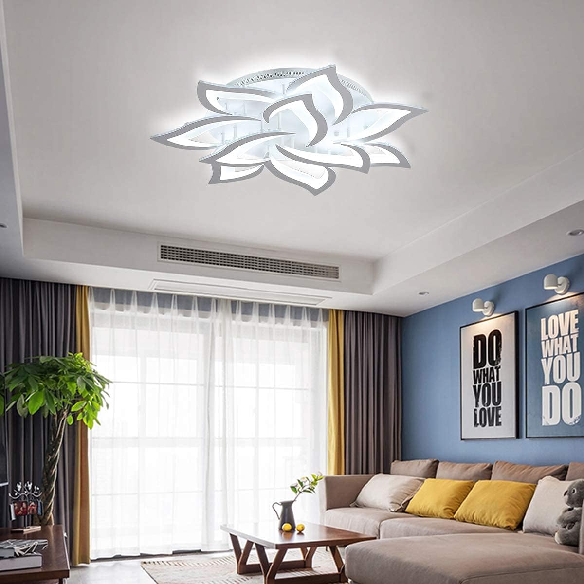 Garwarm Dimmable LED Ceiling Light, 72W Modern Acrylic Flush Mount Ceiling Lamp with Remote Control Metal Flower Shape Chandelier Lighting Fixture for Living Room Bedroom Kitchen