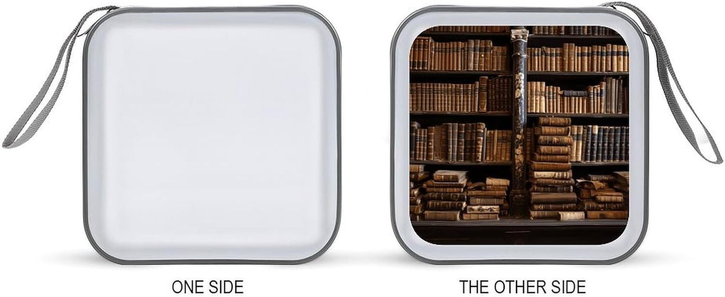 Old Books in Library CD Case Portable Zipper CD Cases Holder Hard Plastic DVD Disc Cases Storage Binder Large Storage Disc Wallet Bag Heavy Duty Booklet Album 40 Capacity