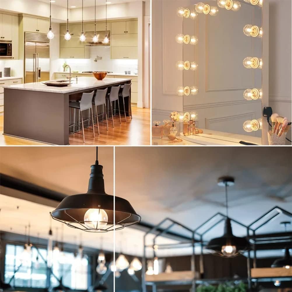 Dimmable G40 Vintage Amber Light Bulbs 25 watt E26 LED Bulb 2700K Warm Light 3W LED Globe Edison Decorative Small Light Bulb for Bedroom, Living Room, 2Pack