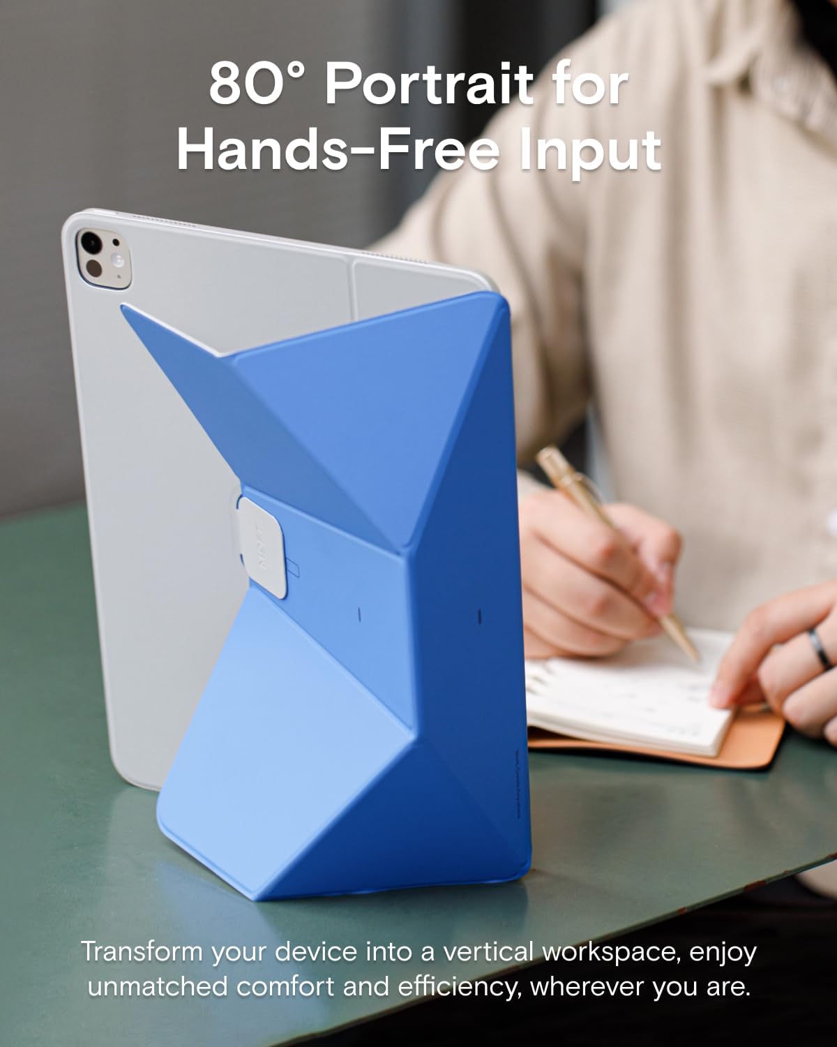 MOFT Dynamic Folio Tablet Stand for Desk Compatible with iPad Pro 13-inch (M5 2025/M4 2024), Slim Magnetic Tablet Holder Case with 20+ Viewing Angles, Navy Blue x Oz Green