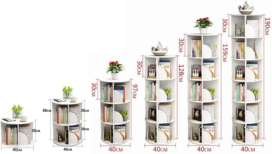 4-Tier White 360° Rotating Corner Bookshelf - Stylish Round Bookcase for Living Room & Library, Space-Saving Floor Shelf, Modern Home Decor Furniture