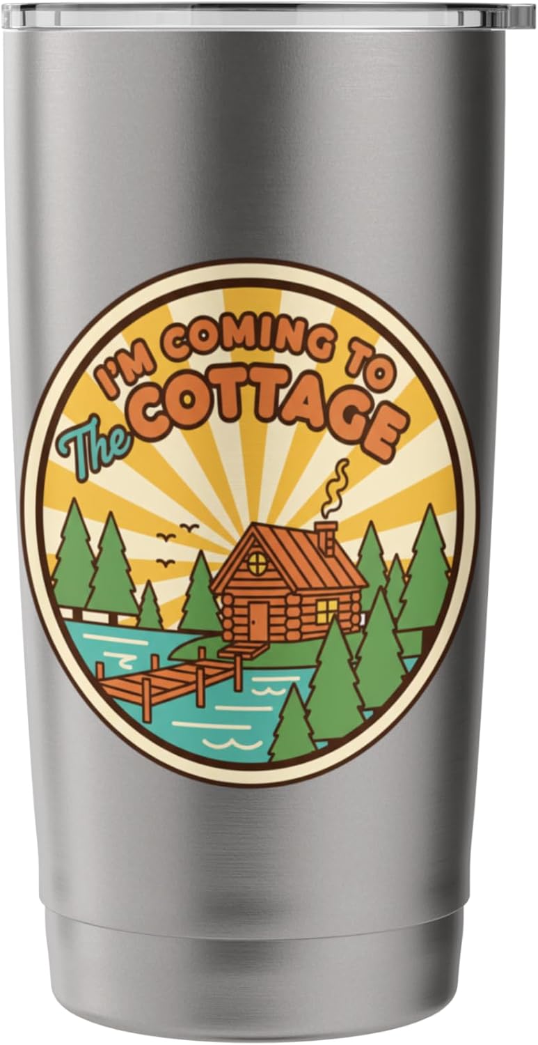 I'm Coming To The Cottage Cabin Lake Retreat Vintage Travel Stainless Steel Insulated Tumbler