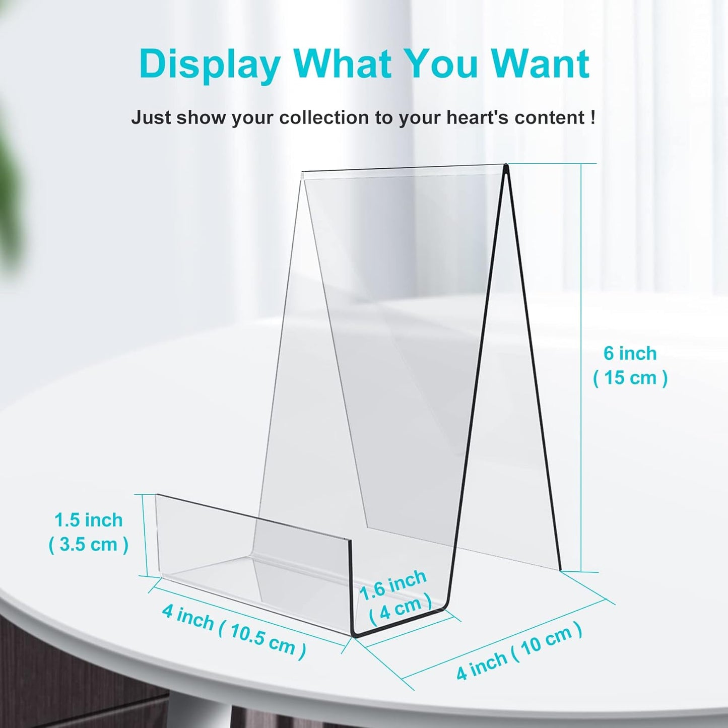 Boloyo Acrylic Book Stand with Ledge,6PC 6 Inch Clear Acrylic Display Easel Transparent Display Stand Holder Tablet Holder for Displaying Books,Magazine,Plate,Pictures,Artworks, CDs