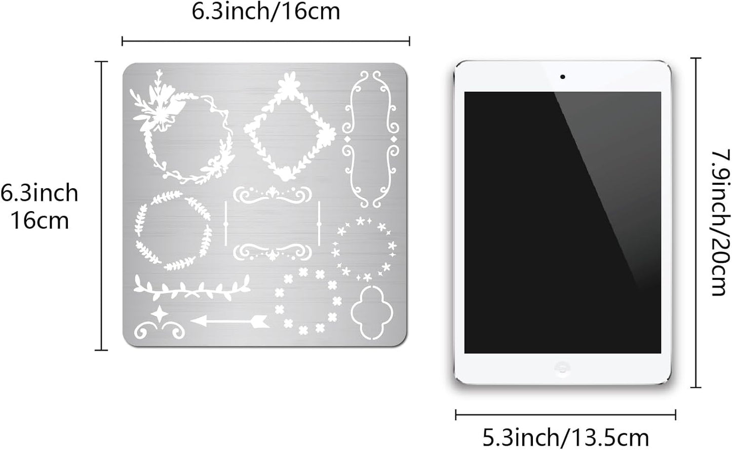 GORGECRAFT 6.3 x 6.3 Inch Wreath Stencil Reusable Flower Garland Decorative Metal Stencil Bookmark Stainless Steel Template for Scrapbooking Engraving Wood Burning Carving Pyrography Crafting