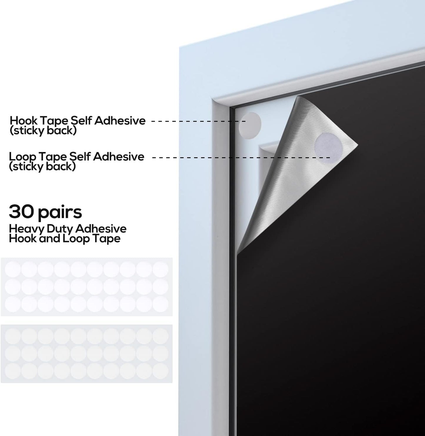 ULIGOOD Portable Blackout Shades (118" x 57") Travel Window Blackout Curtains, 100% Blackout Material Temporary Blackout Blinds for Baby Nursery, Bedroom, Caravan, Office or Travel Use