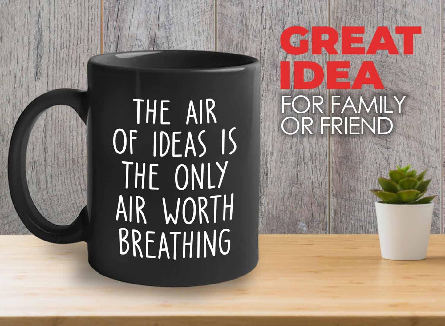 Bubble Hugs Writer Coffee Mug 11oz Black - The air of ideas is the only air worth breathing - Reading Book Lover for Bookworm Bibliophile Librarians Author Readers Bookish