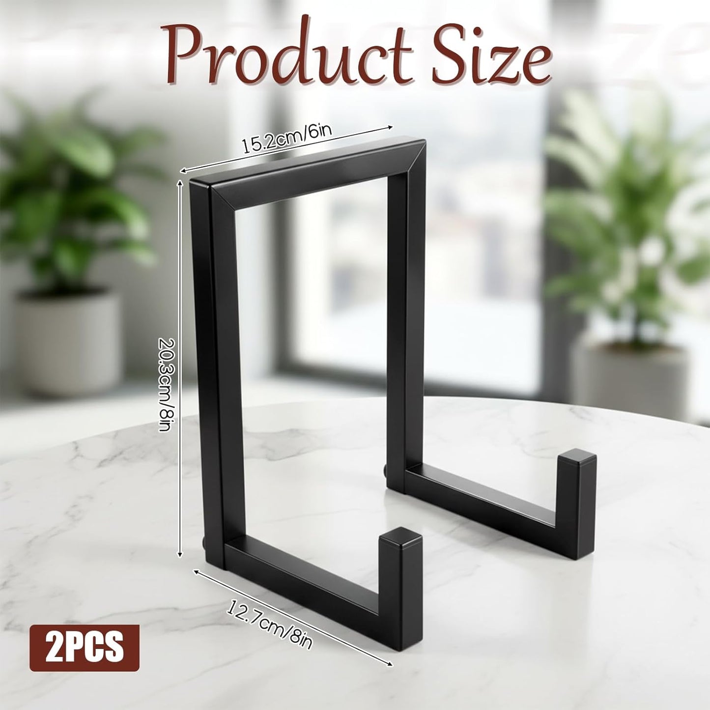2 PCS Picture Easels for Display Plate Holder Stand, 8 Inch Metal Decorative Plate Holder Tabletop Display for Books, Plates, Photos, Paintings, Crafts and Home Decor-Black
