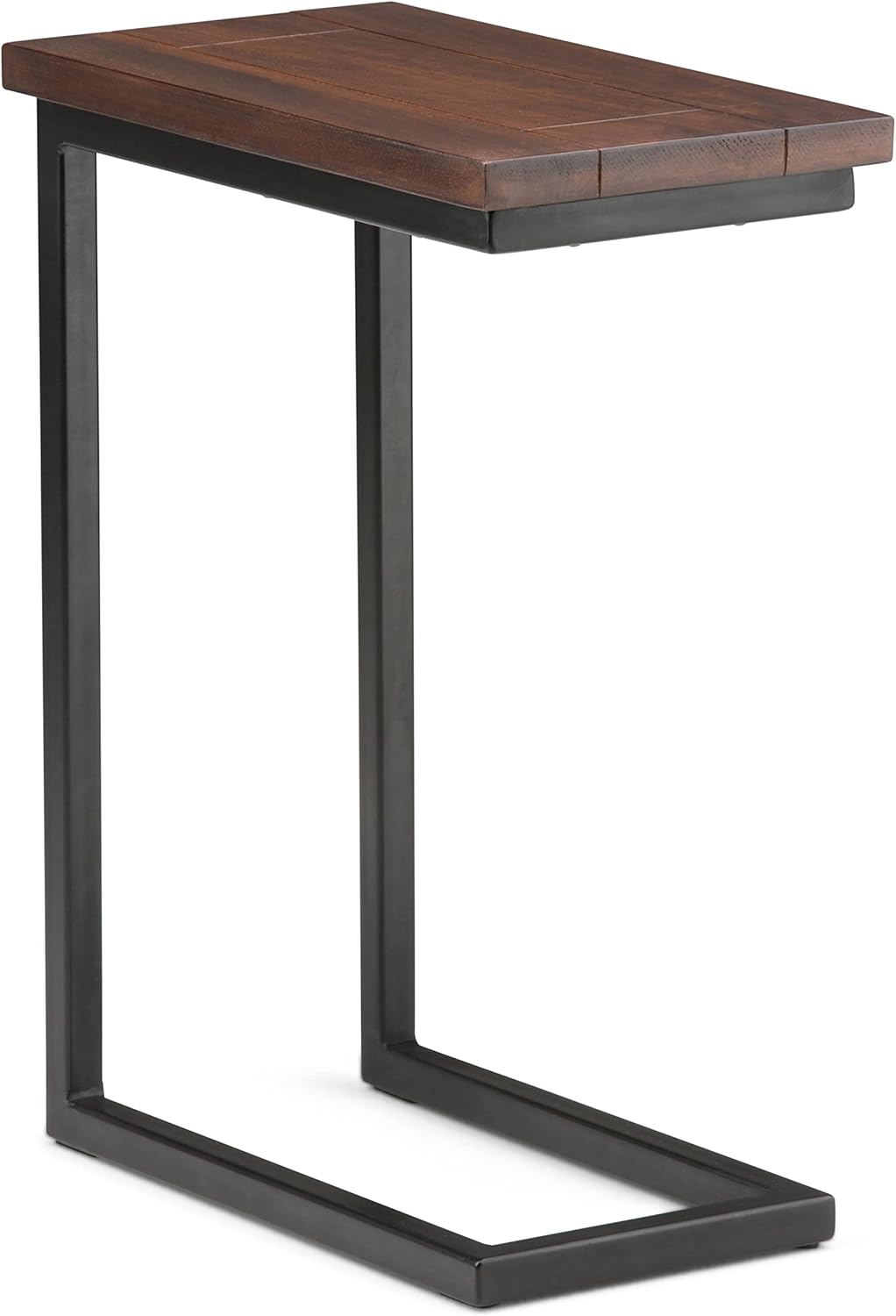 SIMPLIHOME Skyler C-Side Table - 18 inch Wide Solid Mango Wood and Metal Slide-Under Table in Dark Cognac Brown, Industrial Accent Table or End Table for Living Room with Open Frame Design, Assembled