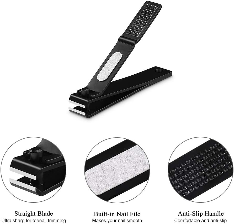 HAWATOUR Nail Clippers Set, Ultra Sharp Sturdy Fingernail and Toenail Clipper Cutters with Visibly Tin Case, Black