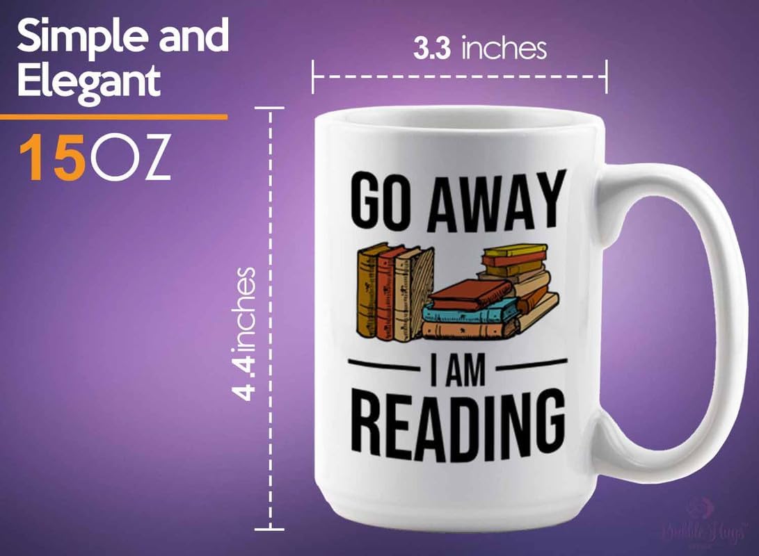 Reading Bookworm Coffee Mug 15oz White - Go Away I am Reading - Reading Reader Book Worm I Know Things Book Addict Book Lover Bookish Novelist Librarian Writer