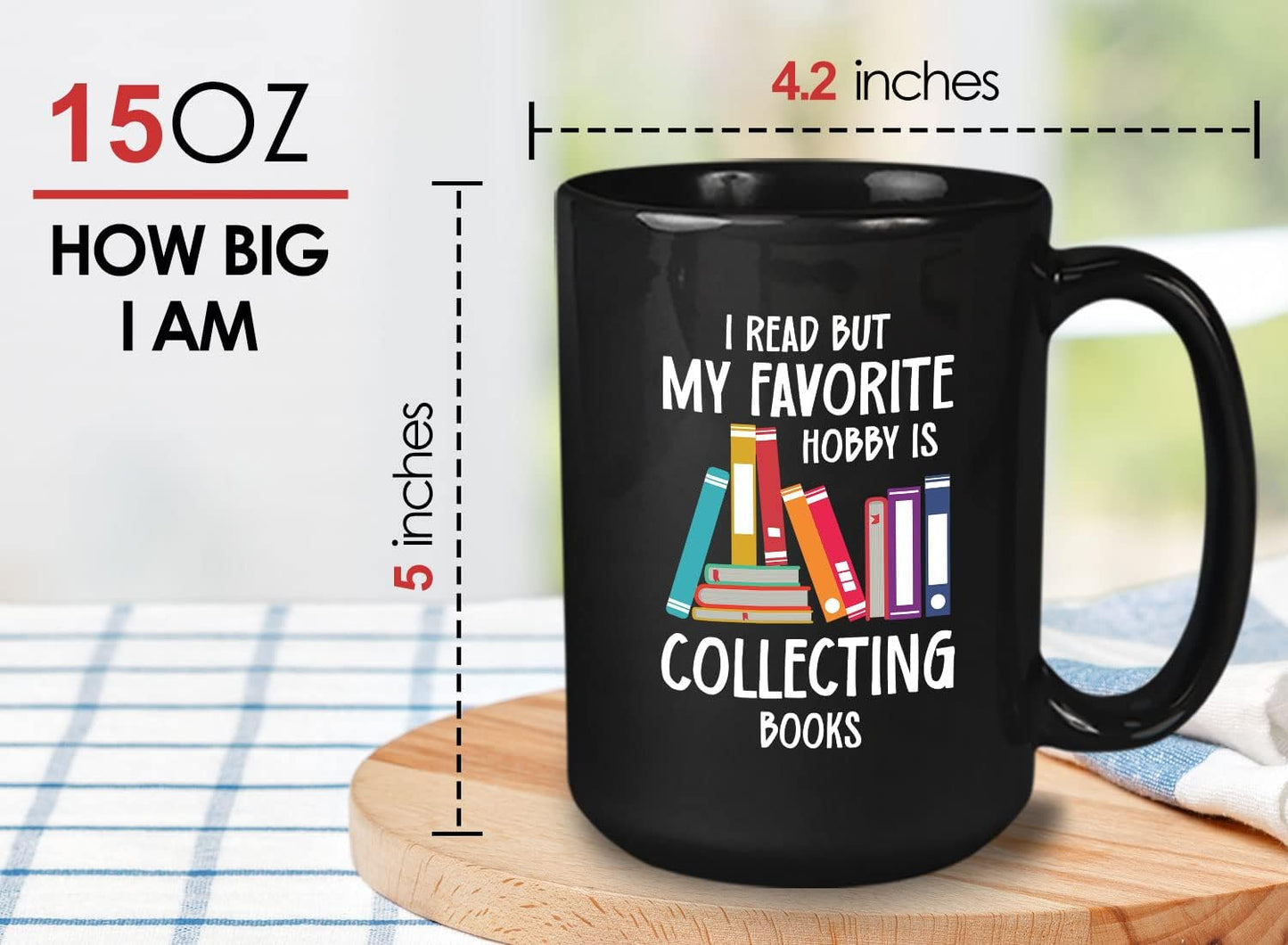 Bubble Hugs Book Lover Coffee Mug 15oz Black - Favorite Hobby Collecting Books - Reading Book Collector Reader Stack of Books Lover Bookish Novelist Librarian Writer