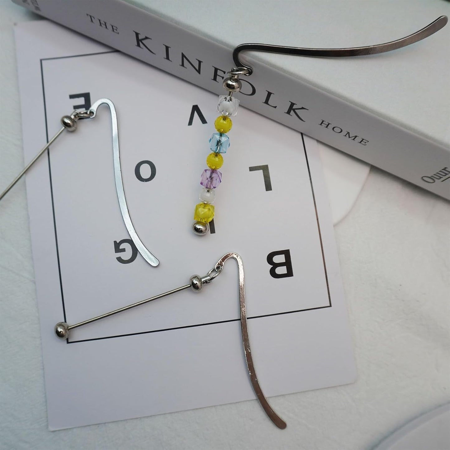 20 Packs Beadable Bookmarks with Blank Bar Bulk Metal DIY Bookmark for Beads Jewelry Pendants Charms Beading Marks Craft Book Lovers Office Supplies Silver