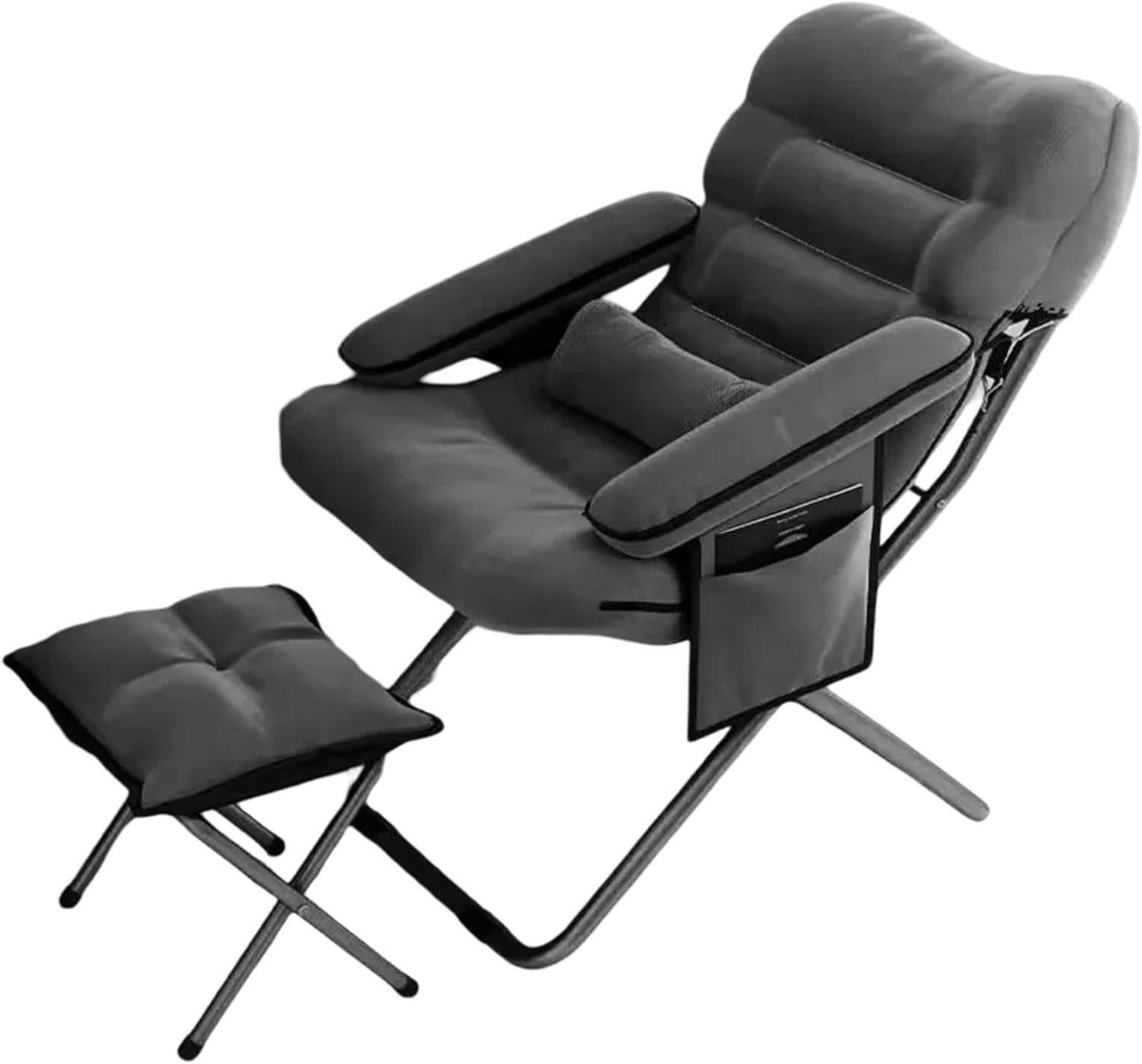 AIZYR Lazy Chair with Ottoman, Folding Lounge Reclining Sofa Chair Sofa Chair Set Reading Chair for Bedroom, Living Room, Dorm Room, Office,Grey