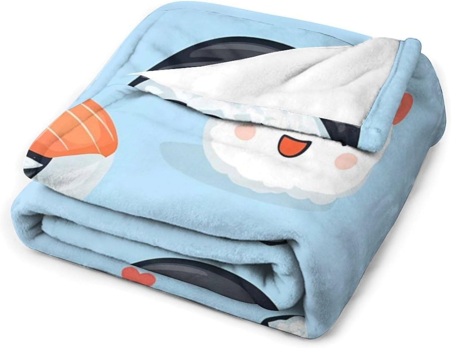 Cute Sushis Throw Blanket for Couch Bed Plush Cozy Fuzzy Flannel Blanket for All Season 60"x80"
