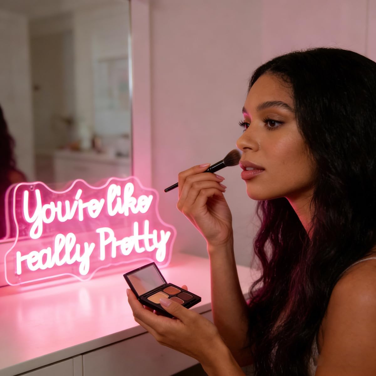 You like really pretty Neon Sign for bedroom wall,Pink led sign for wall decor with USB Power and Dimmer Switch,15 * 9 inch neon signs for room decor