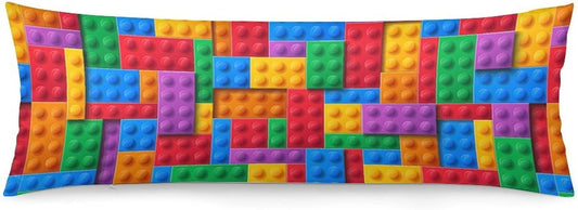 Building Blocks Body Pillow Cover Building Blocks Patterns Long Pillowcase with Zipper Colorful Bricks Printed Soft and Cozy Full Body Pillow Case Decorative for Room Bedroom Couch 20x54