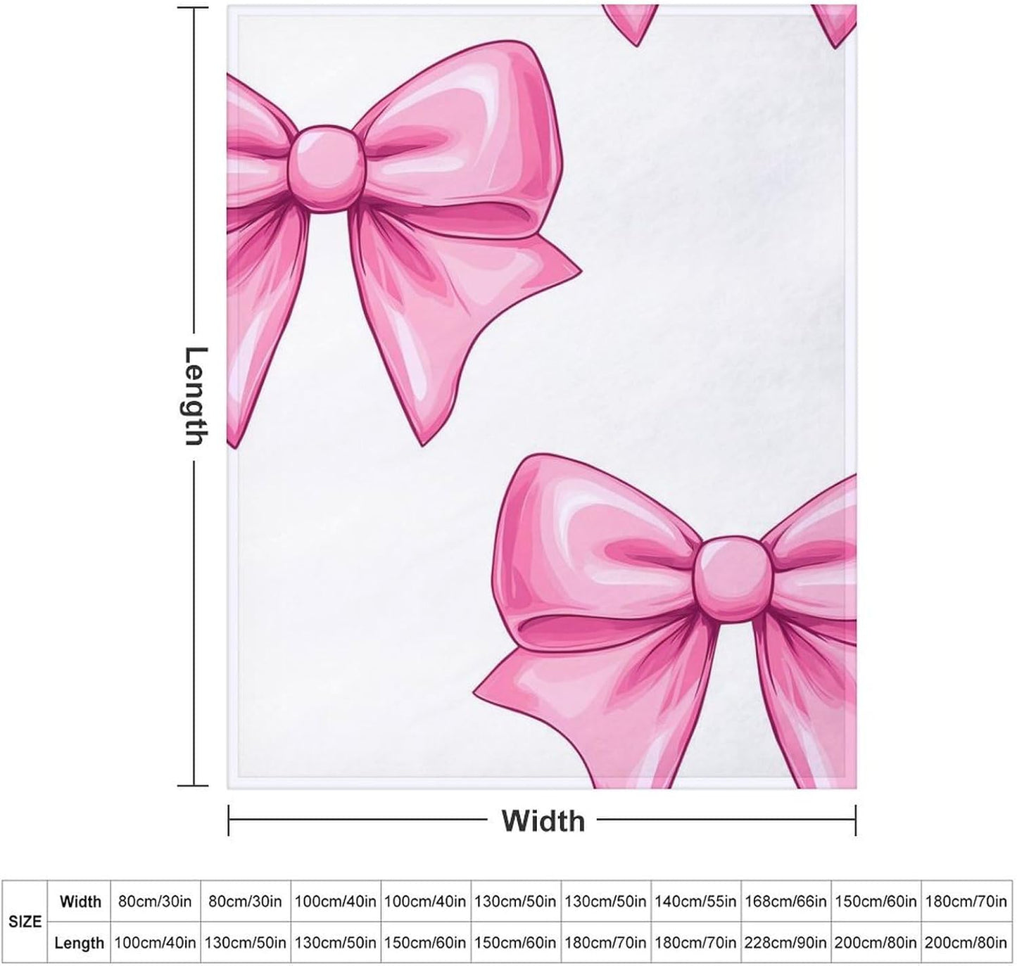 Bow Print Throw Blanket for Couch Bed Plush Cozy Fuzzy Flannel Blanket for All Season 40"x50"