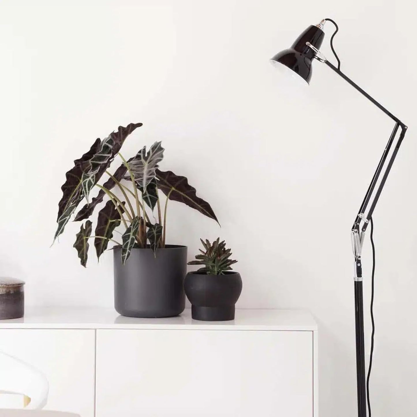 Anglepoise Original 1227 Floor Lamp | Gloss Paint Finish Cast Iron Base Aluminum Shade & Chrome Plated Arms & Pole Adjustable Reading Light for Living Room Office Bedroom Decor (Jet Black)