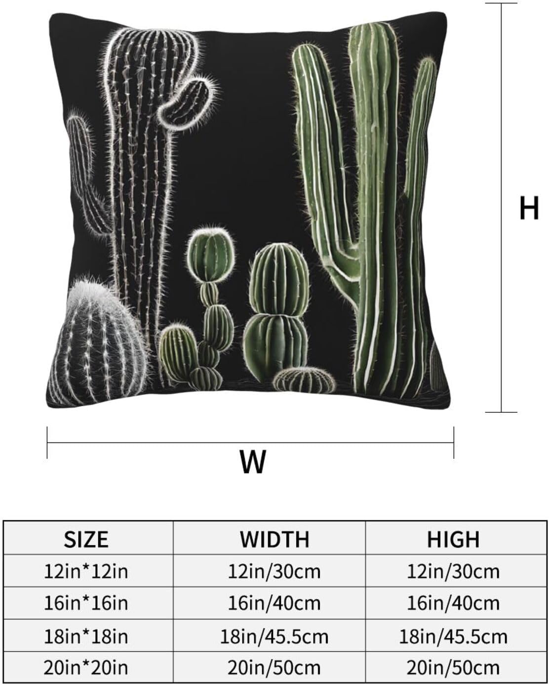 All-Season Square Pillow Covers 18"X18", Succulent Plant, Decorative Throw Pillow Covers for Sofa Bed Couch, Hidden Zipper Cushion Cover, Square Lumbar & Accent Pillowcases for Home Decor