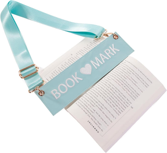 Detachable Strap Bookmark,Embroidered Leather Bookmarks for Women,Unique Cool Funnys Bookmarks Carrier for Women,Readers,Book Lovers (Blue)