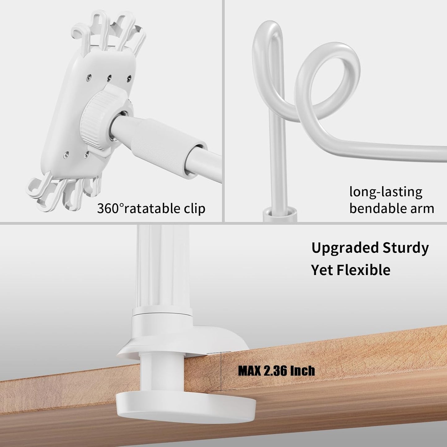 Gooseneck Kindle Holder for Reading in Bed - [Case-Friendly] Phone Holder for Bed, Kindle Paperwhite Stand Accessories, Overhead Cell Phone Clamp Mount for Desk, for Tablets 4-10 inches
