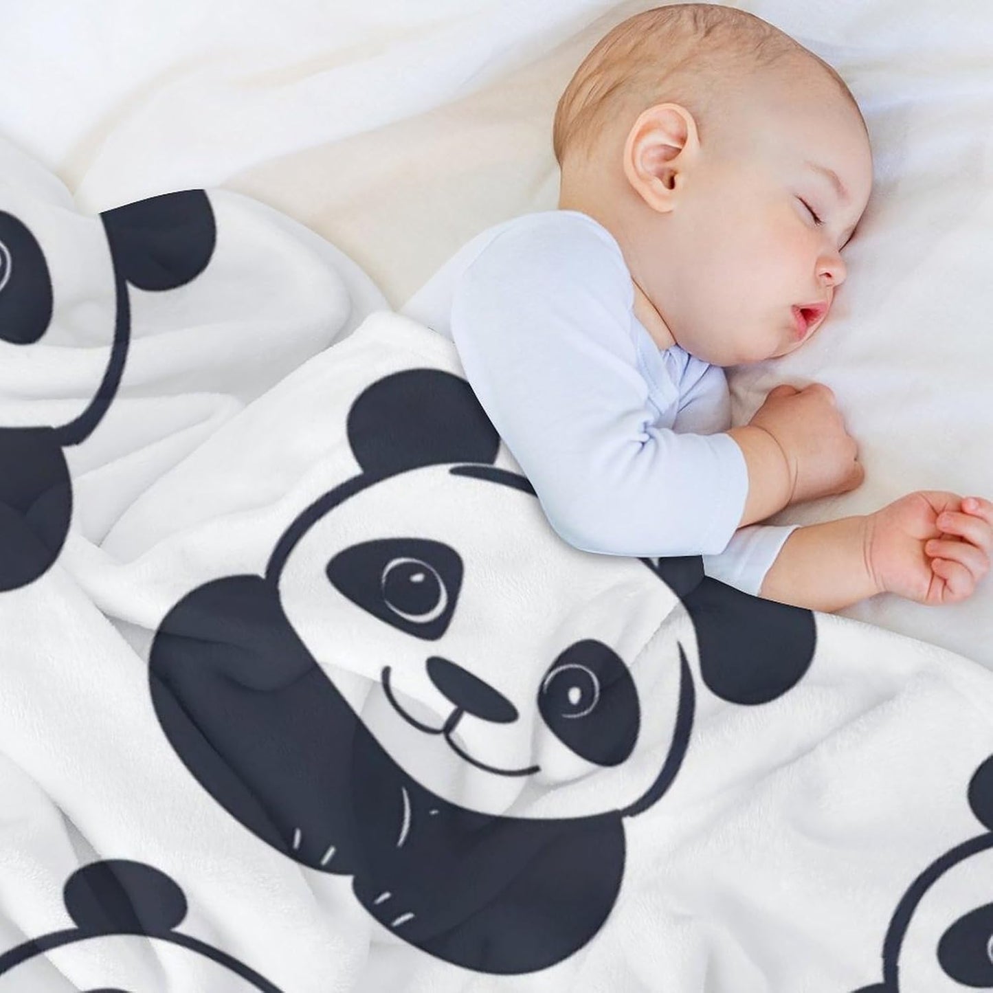 Panda Throw Blanket for Couch Bed Plush Cozy Fuzzy Flannel Blanket for All Season 60"x80"