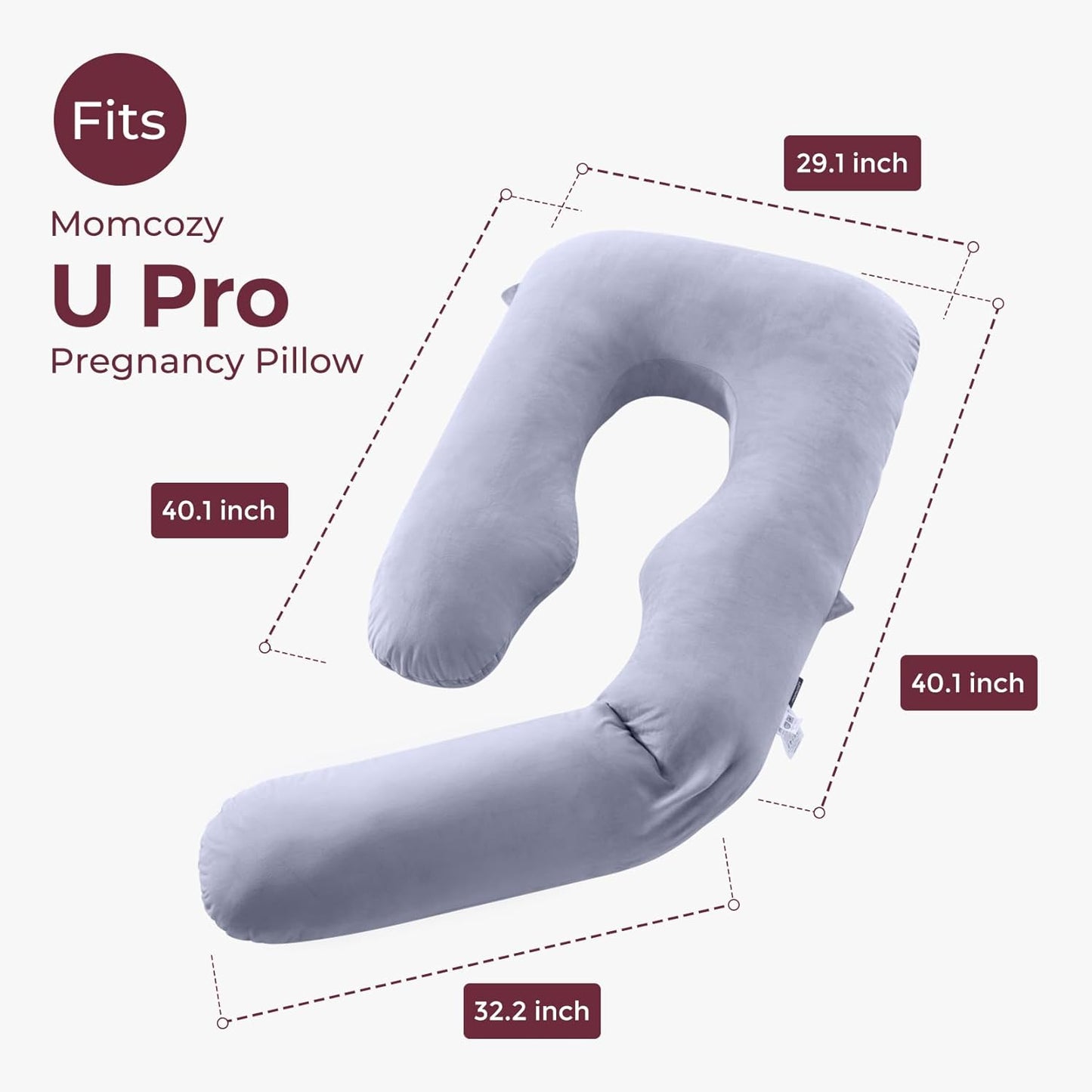 Momcozy Pregnancy Pillow Cover for Dreamlign U Pro Maternity Pillow for Sleeping, Adjustable Leg Pillow, Support for Back, Hip, Belly for Pregnant Women, 50-72 Inch Body Pillow, Only Velvet Pillowcase