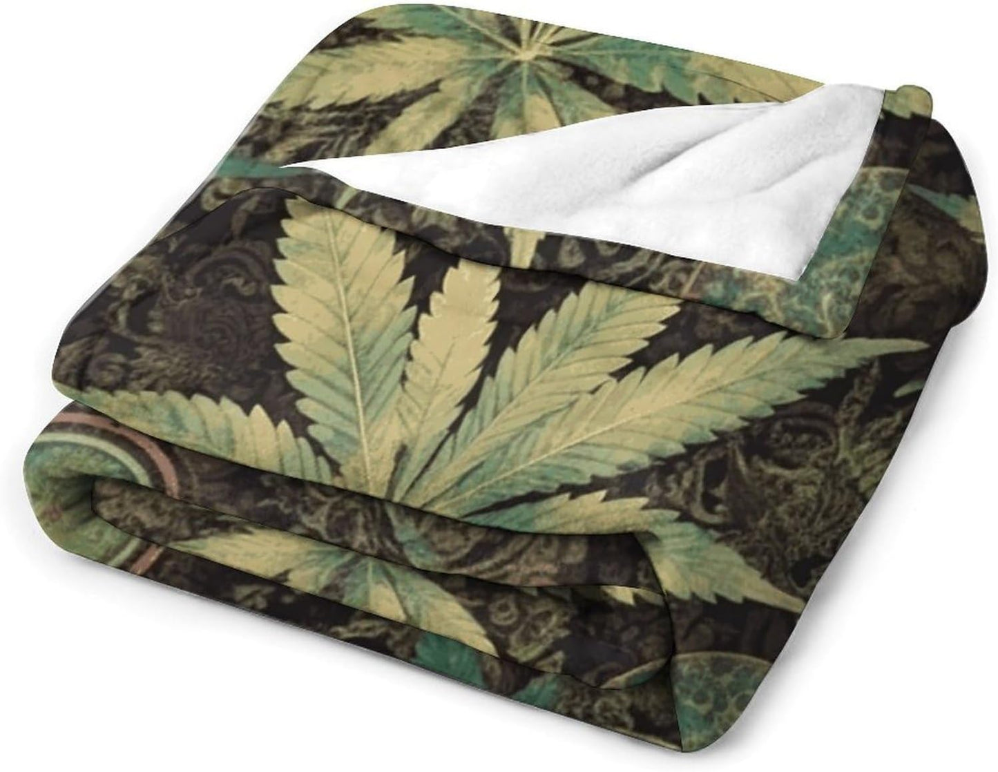 Flannel Fleece Throw Blanket, Soft Cozy Fuzzy A Puff in Time Weed Marijuana Blankets for Women Men, Lightweight Plush Warm, Machine Washable Bed Blankets for Couch Sofa Chair Office All Season 60x80