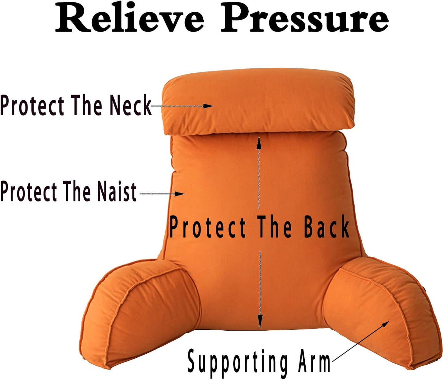 reading pillow,cuddle cushion, Back Support Large Waist Pillow, Backrest Pillow with Armrest, Lumbar Support Cushion, Great As Backrest For Books Or Gaming, Removable Cover and Pockets 75 * 40 * 58cm(