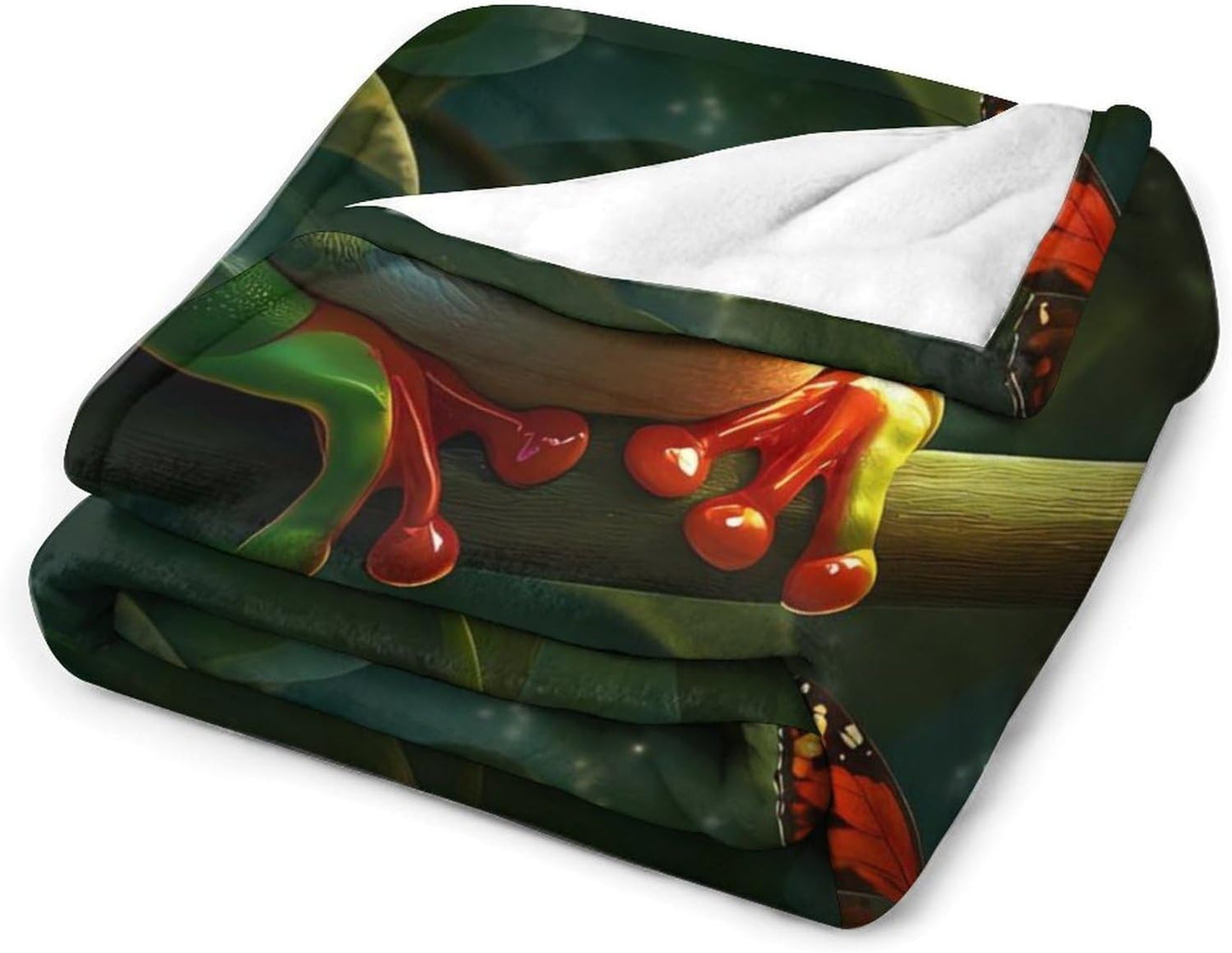 Frog Butterfly Throw Blanket for Couch Bed Plush Cozy Fuzzy Flannel Blanket for All Season 70"x80"