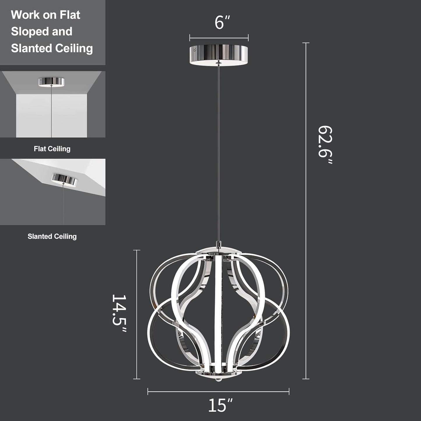 Modern LED Chandelier Acrylic Design Adjustable Hanging Chandelier Easy Install Suitable for Dining Room Living Room Bedroom Kitchen and Corridor
