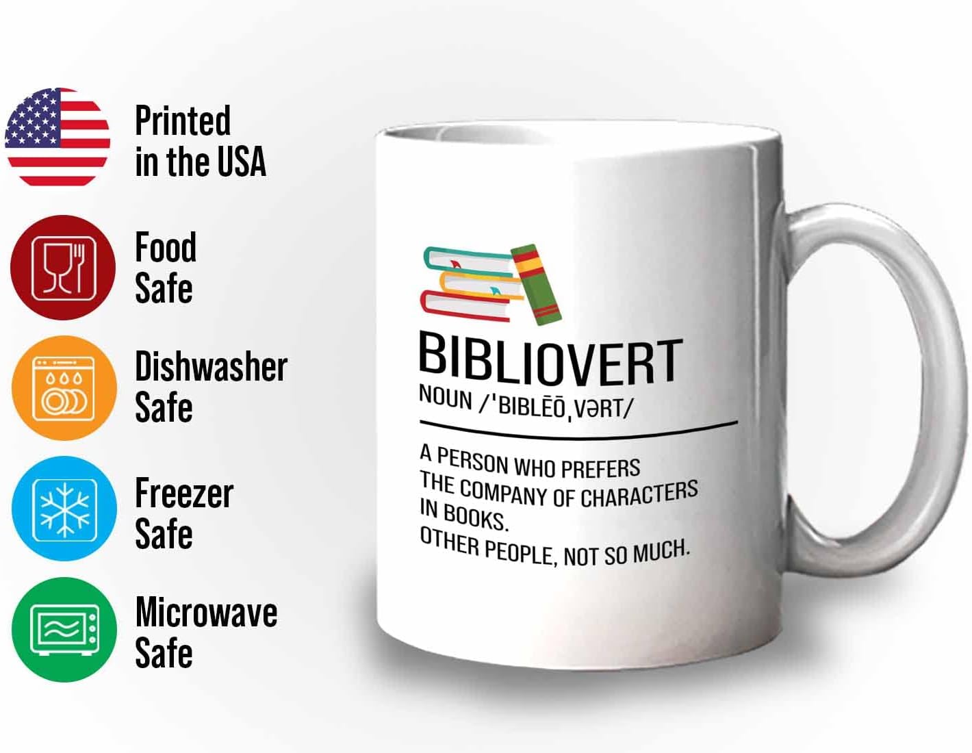 Book lovers Coffee Mug 11oz White - Bibliovert Definition - Author Writer Book Library Editor Introvert Book Lovers Cat Lover Chill Relax Bookworm Reading