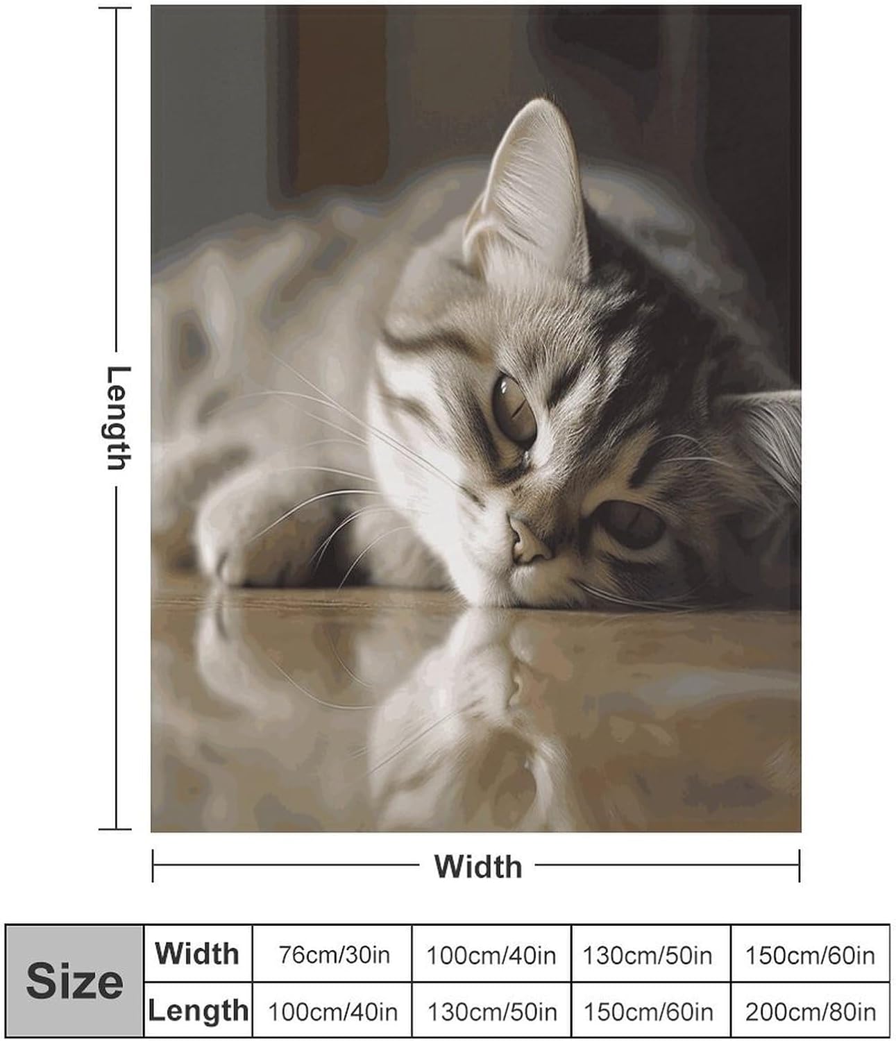 Sleeping Cat Blanket Super Soft Lightweight Throw Blanket Cute Cozy Warm Bed Blanket Decorative Fuzzy Blanket All-Season Home Decor Gift for Sofa Couch Living Room 50"*60"（130 * 150cm）